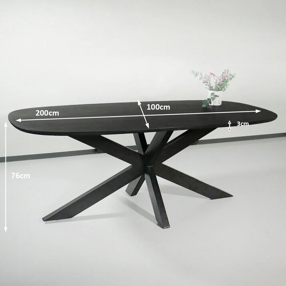 Eettafel deens ovaal mangohout 200cm Austin zwart ovale tafel duurzaam mango eetkamertafel Eettafel deens ovaal mangohout 200cm Austin zwart ovale tafel duurzaam mango eetkamertafel