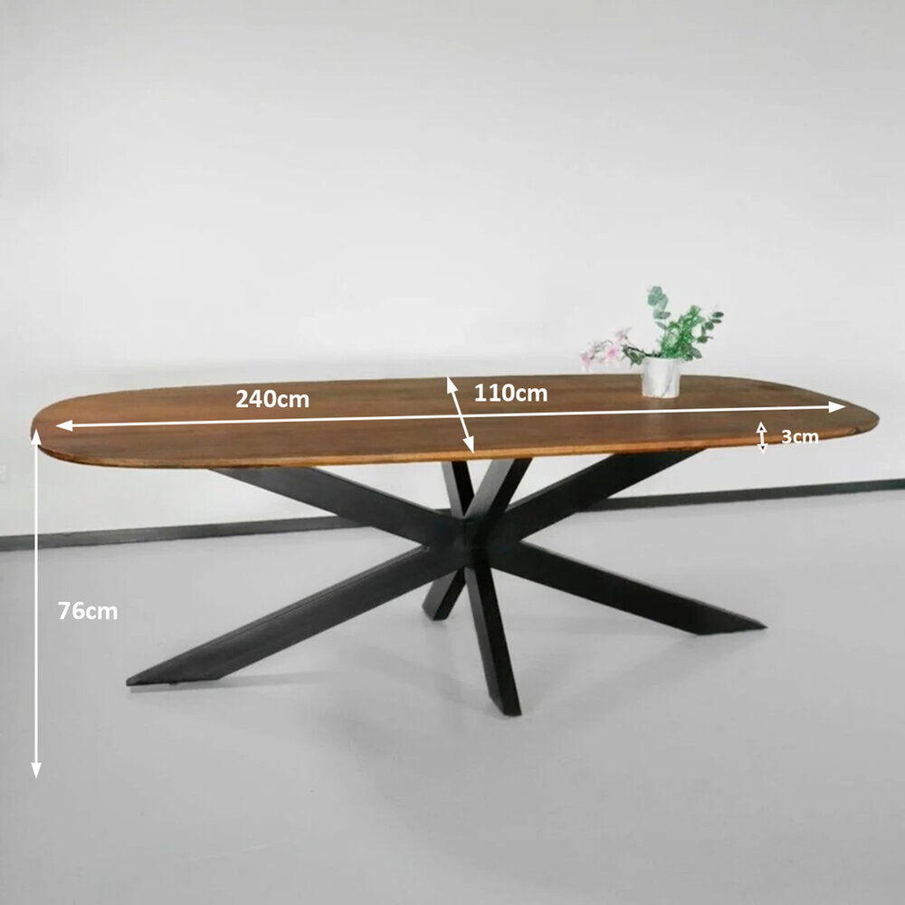 Eettafel deens ovaal mangohout 240cm Austin bruin ovale tafel duurzaam mango eetkamertafel Eettafel deens ovaal mangohout 240cm Austin bruin ovale tafel duurzaam mango eetkamertafel