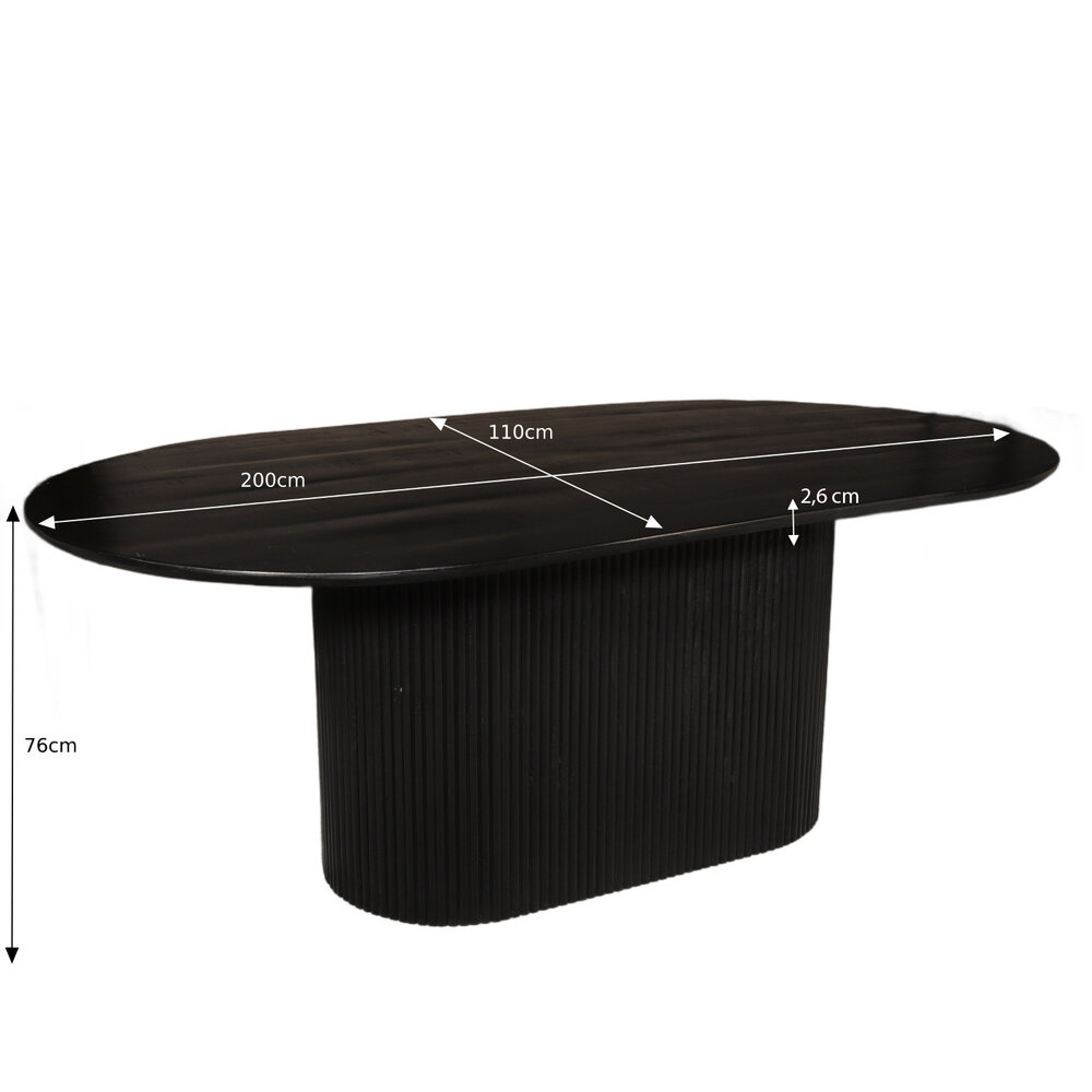 Eettafel deens ovaal mangohout Fender 200x110cm zwart design tafel duurzaam mango eetkamertafel Eettafel deens ovaal mangohout Fender 200x110cm zwart design tafel duurzaam mango eetkamertafel