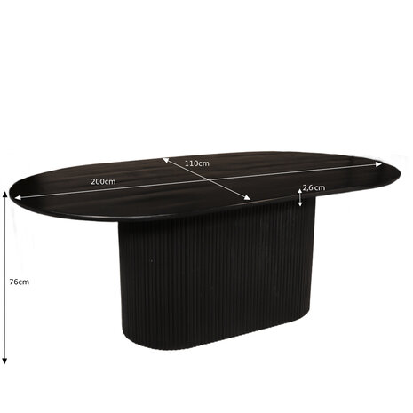 Lizzely Garden & Living Eettafel deens ovaal mangohout Fender 200x110cm zwart design tafel duurzaam mango eetkamertafel Lizzely Garden & Living Eettafel deens ovaal mangohout Fender 200x110cm zwart design tafel duurzaam mango eetkamertafel