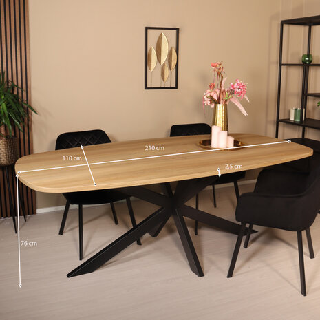 Lizzely Garden & Living Eettafel Deens ovaal 210x110cm licht bruin Hero ovale eettafel