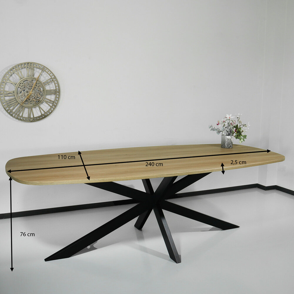 Eettafel Deens ovaal 240x110cm licht bruin Hero ovale eettafel Eettafel Deens ovaal 240x110cm licht bruin Hero ovale eettafel