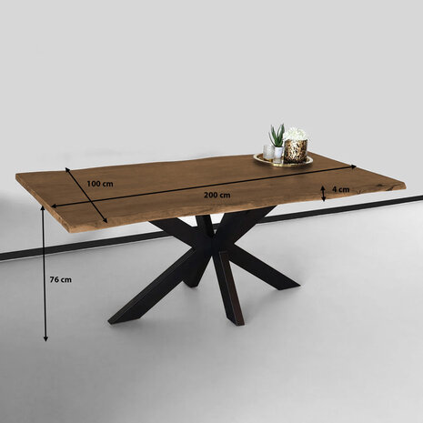 Lizzely Garden & Living Eettafel boomstam mangohout 200cm Indiana industriële duurzaam boomstamtafel mango Lizzely Garden & Living Eettafel boomstam mangohout 200cm Indiana industriële duurzaam boomstamtafel mango