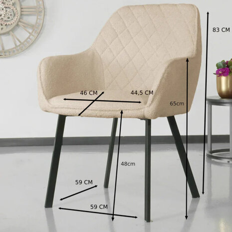 Lizzely Garden & Living Eetkamerstoel met armleuning Yurgan teddy beige eetstoel Lizzely Garden & Living Eetkamerstoel met armleuning Yurgan teddy beige eetstoel