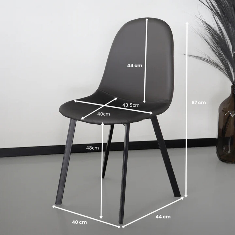 Eetkamerstoel Simpy antraciet PU kunstleder eetstoel Eetkamerstoel Simpy antraciet PU kunstleder eetstoel