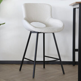 Lizzely Garden & Living Barkruk industrieel Maike wit teddy barstoel Lizzely Garden & Living Barkruk industrieel Maike wit teddy barstoel