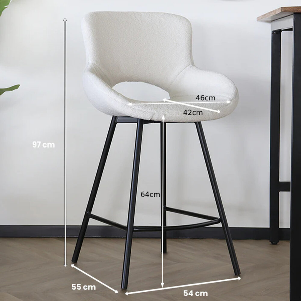 Barkruk industrieel Maike wit teddy barstoel Barkruk industrieel Maike wit teddy barstoel