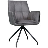 Lizzely Garden & Living Eetkamerstoel met armleuning Bowie antraciet microvezel eetstoel industrieel