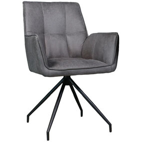 Lizzely Garden & Living Eetkamerstoel met armleuning Bowie antraciet microvezel eetstoel industrieel Lizzely Garden & Living Eetkamerstoel met armleuning Bowie antraciet microvezel eetstoel industrieel