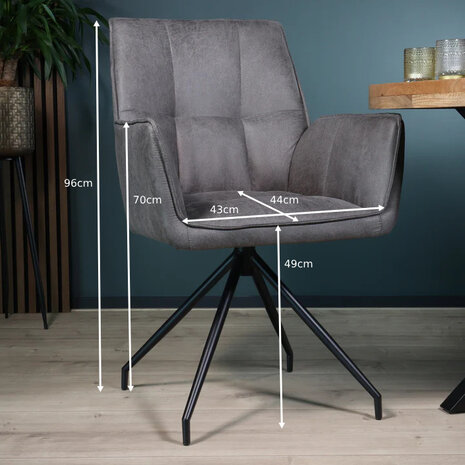 Lizzely Garden & Living Eetkamerstoel met armleuning Bowie antraciet microvezel eetstoel industrieel Lizzely Garden & Living Eetkamerstoel met armleuning Bowie antraciet microvezel eetstoel industrieel