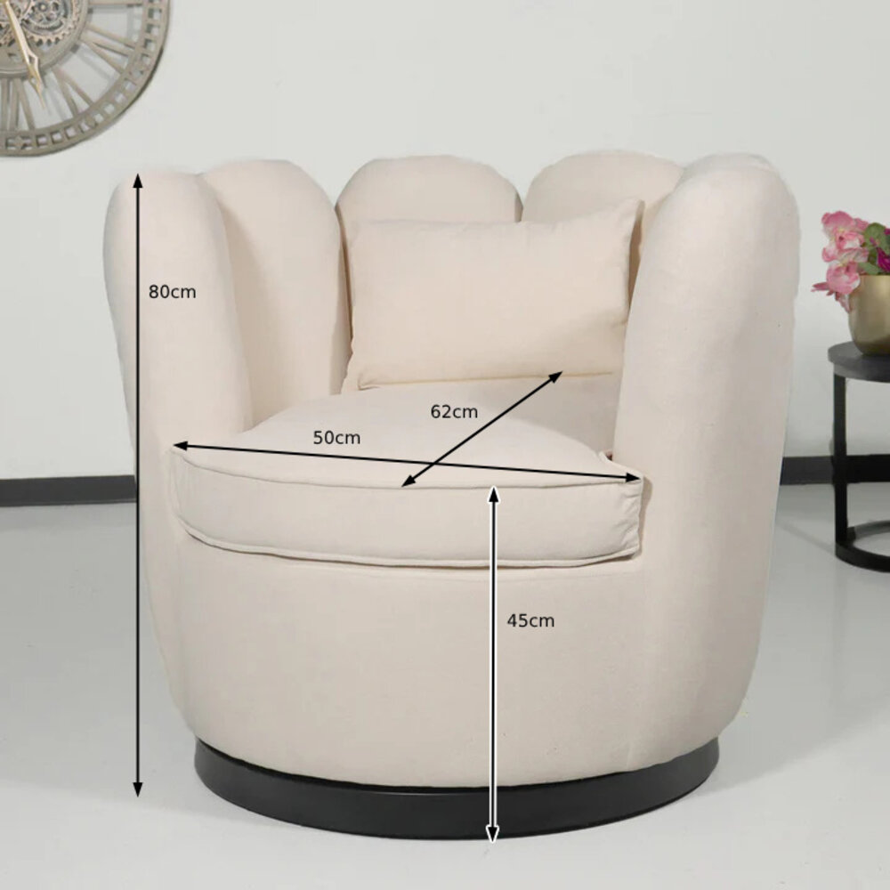 Fauteuil Daphne velvet creme draaibare fauteuil Fauteuil Daphne velvet creme draaibare fauteuil