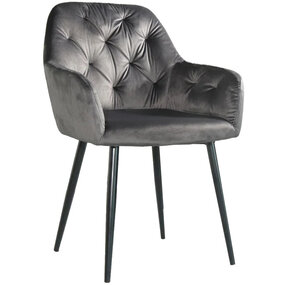 Lizzely Garden & Living Eetkamerstoel met armleuning Paco velvet antraciet eetstoel Lizzely Garden & Living Eetkamerstoel met armleuning Paco velvet antraciet eetstoel