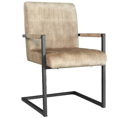 Lizzely Garden & Living Eetkamerstoel met armleuning Timor beige velvet eetstoel