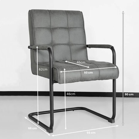 Lizzely Garden & Living Eetkamerstoel met armleuning Indy antraciet microvezel eetstoel