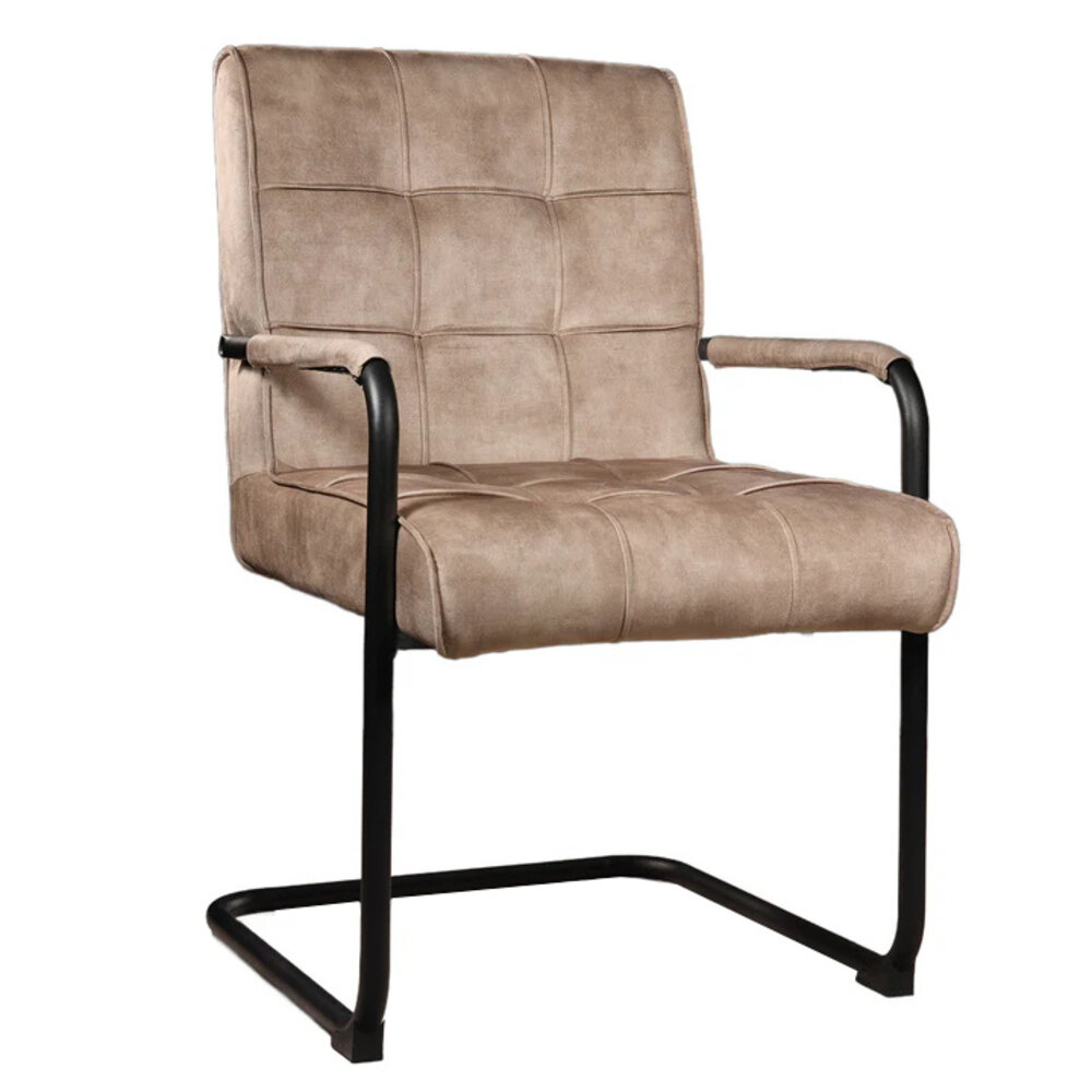 Eetkamerstoel met armleuning Indy beige velvet eetstoel Eetkamerstoel met armleuning Indy beige velvet eetstoel