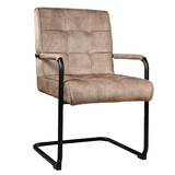 Lizzely Garden & Living Eetkamerstoel met armleuning Indy beige velvet eetstoel