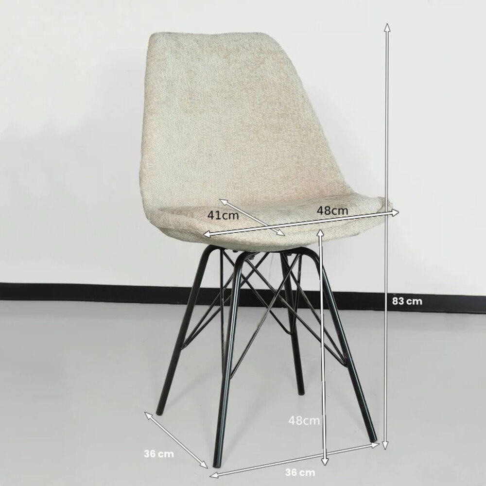 Eetkamerstoel Viga beige chenille eetstoel Eetkamerstoel Viga beige chenille eetstoel