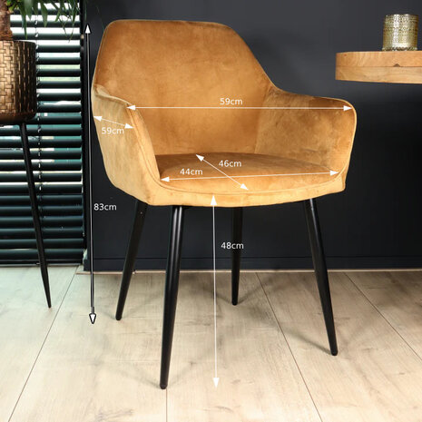 Lizzely Garden & Living Eetkamerstoel met armleuning Ares velvet bruin eetstoel Lizzely Garden & Living Eetkamerstoel met armleuning Ares velvet bruin eetstoel