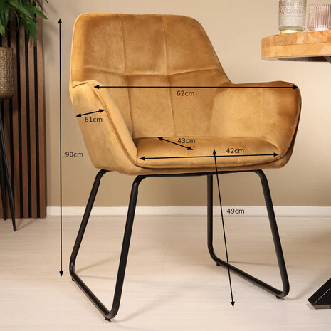 Lizzely Garden & Living Eetkamerstoel met armleuning Mae bruin velvet eetstoel Lizzely Garden & Living Eetkamerstoel met armleuning Mae bruin velvet eetstoel