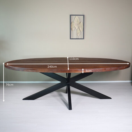 Lizzely Garden & Living Eettafel ovaal mangohout 240cm James bruin ovale industriële tafel duurzaam mango eetkamertafel Lizzely Garden & Living Eettafel ovaal mangohout 240cm James bruin ovale industriële tafel duurzaam mango eetkamertafel