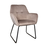 Lizzely Garden & Living Eetkamerstoel met armleuning Mae taupe velvet eetstoel Lizzely Garden & Living Eetkamerstoel met armleuning Mae taupe velvet eetstoel