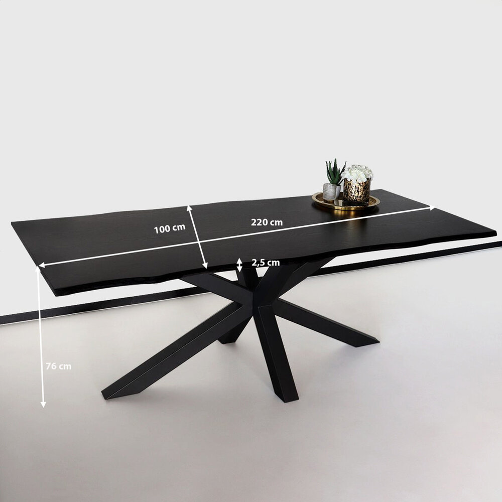 Eettafel langwerpig 220cm Jeffo zwart langwerpige tafel Eettafel langwerpig 220cm Jeffo zwart langwerpige tafel
