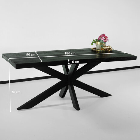 Lizzely Garden & Living Eettafel langwerpig mangohout 180cm zwart John langwerpige tafel duurzaam mango eetkamertafel Lizzely Garden & Living Eettafel langwerpig mangohout 180cm zwart John langwerpige tafel duurzaam mango eetkamertafel