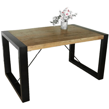 Lizzely Garden & Living Eettafel rechthoekig mangohout Jonas lichtbruin 140cm duurzaam mango tafel eetkamertafel hout