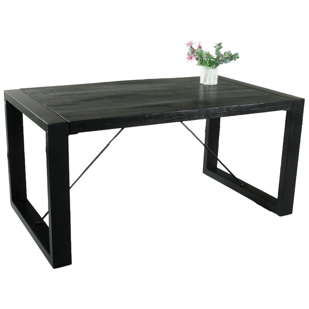 Eettafel rechthoekig mangohout Jonas zwart 160cm duurzaam mango tafel eetkamertafel hout