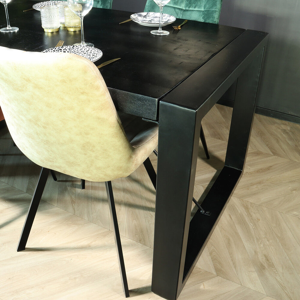 Eettafel rechthoekig mangohout Jonas zwart 160cm duurzaam mango tafel eetkamertafel hout