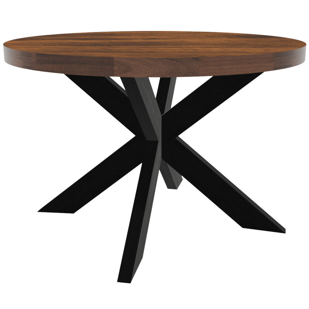 Eettafel rond mangohout 120cm Jones bruin ronde industriële tafel duurzaam mango eetkamertafel