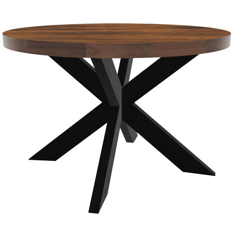 Lizzely Garden & Living Eettafel rond mangohout 120cm Jones bruin ronde industriële tafel duurzaam mango eetkamertafel