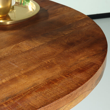 Lizzely Garden & Living Eettafel rond mangohout 120cm Jones bruin ronde industriële tafel duurzaam mango eetkamertafel