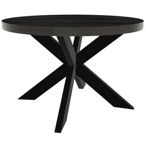 Lizzely Garden & Living Eettafel rond mangohout 120cm Jones zwart ronde industriële tafel duurzaam mango eetkamertafel Lizzely Garden & Living Eettafel rond mangohout 120cm Jones zwart ronde industriële tafel duurzaam mango eetkamertafel