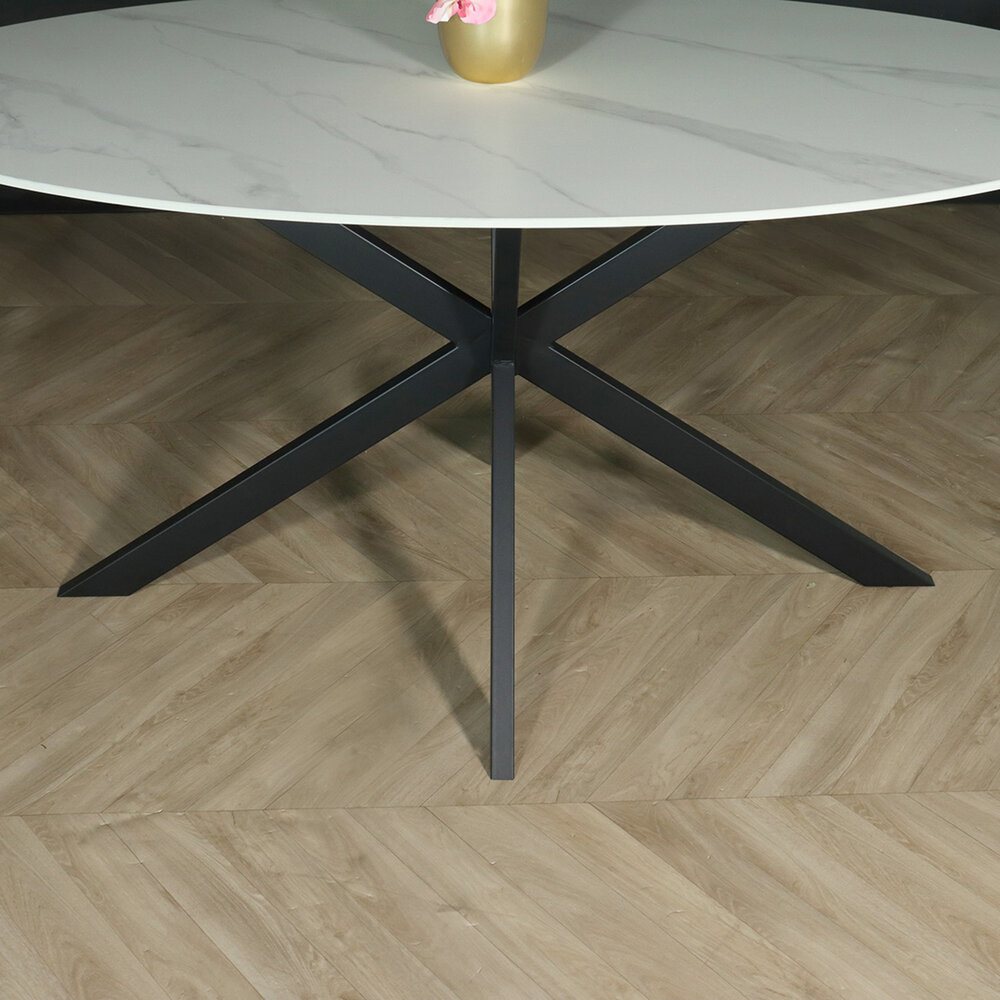 Eettafel ovaal 160cm Figo marmerlook wit ovale tafel steen Eettafel ovaal 160cm Figo marmerlook wit ovale tafel steen