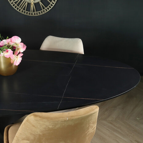 Lizzely Garden & Living Eettafel ovaal 180cm Figo marmerlook zwart ovale tafel steen Lizzely Garden & Living Eettafel ovaal 180cm Figo marmerlook zwart ovale tafel steen