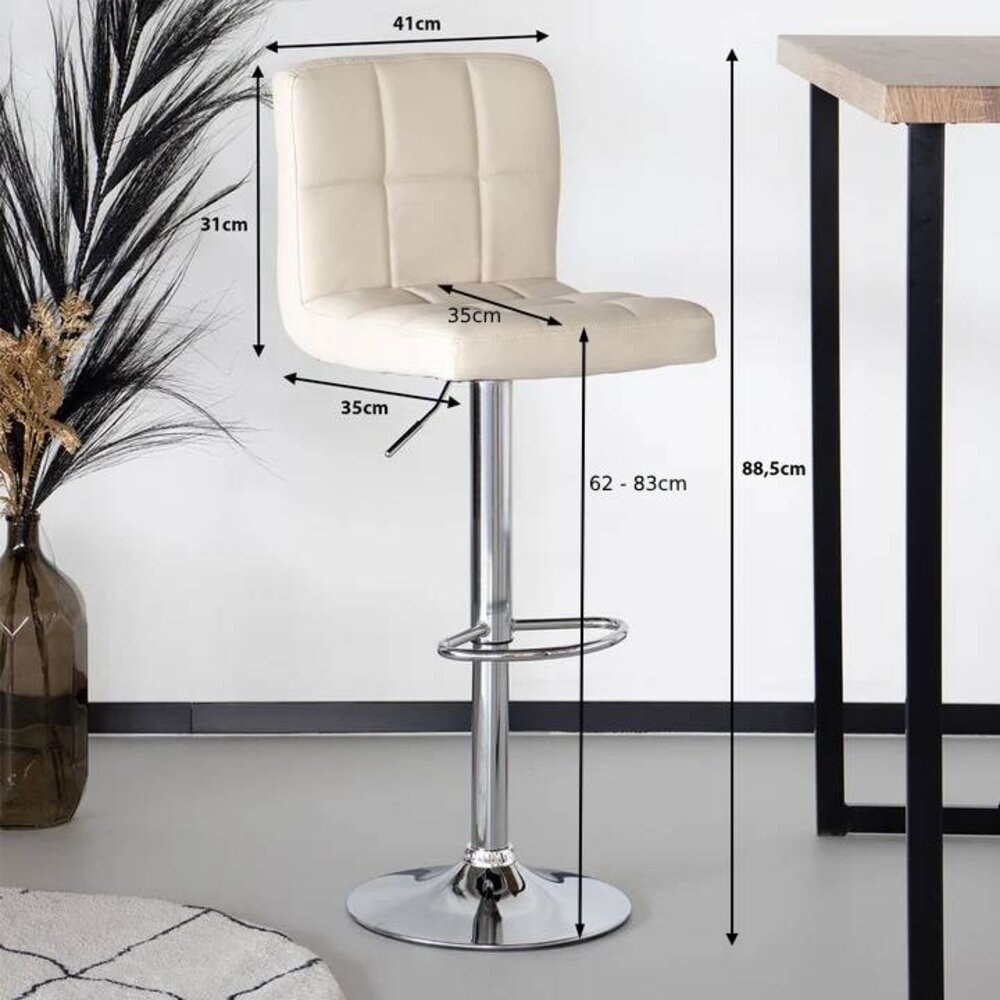 Barkruk Anel met rugleuning: beige leder barstoel