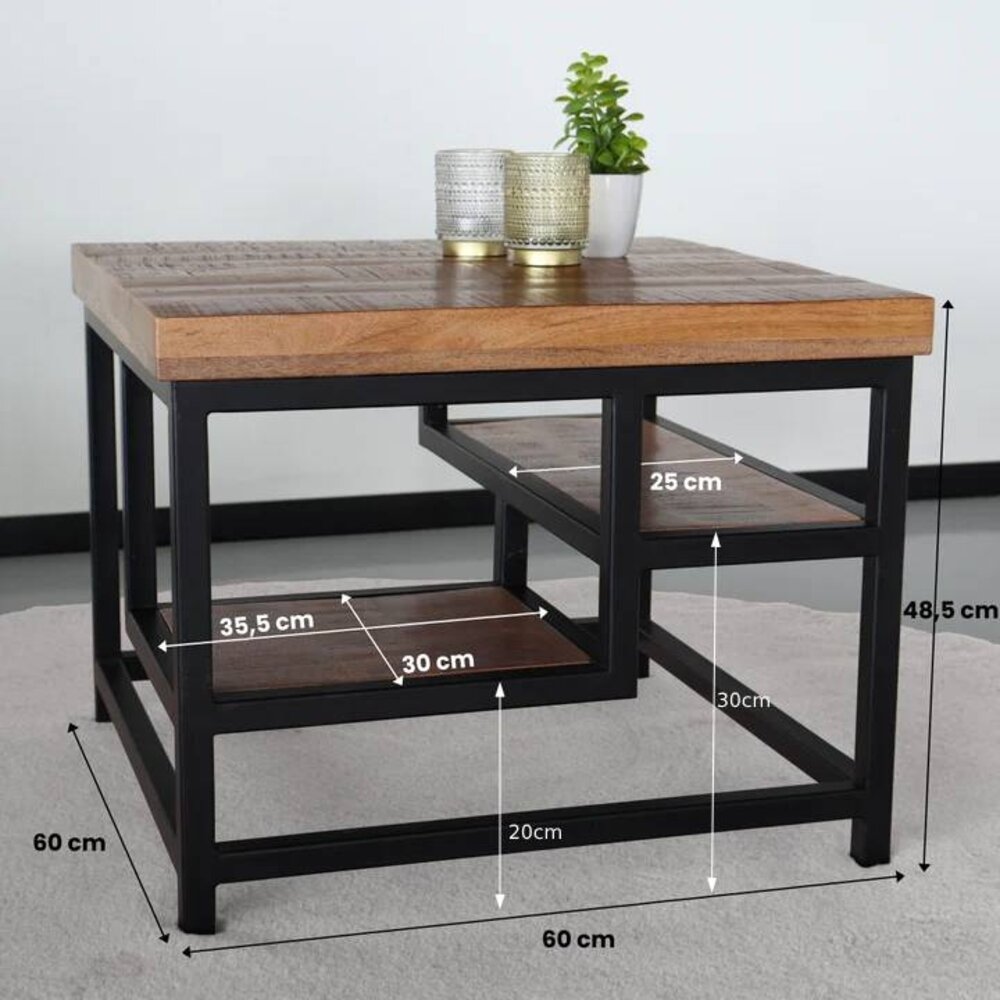 Salontafel mangohout Sunny 60cm industrieel mango