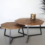 Lizzely Garden & Living Salontafel 2delig mangohout hexagon Loes industrieel massief hout mango Lizzely Garden & Living Salontafel 2delig mangohout hexagon Loes industrieel massief hout mango