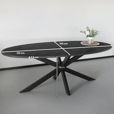 Lizzely Garden & Living Eettafel ovaal visgraat 210cm Obie zwart ovale tafel Lizzely Garden & Living Eettafel ovaal visgraat 210cm Obie zwart ovale tafel