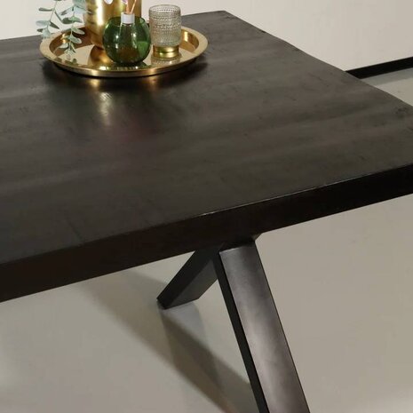 Lizzely Garden & Living Eettafel rechthoekig mangohout Xavier zwart 180cm duurzaam tafel met X-poot mango eetkamertafel rechthoek hout Lizzely Garden & Living Eettafel rechthoekig mangohout Xavier zwart 180cm duurzaam tafel met X-poot mango eetkamertafel rechthoek hout