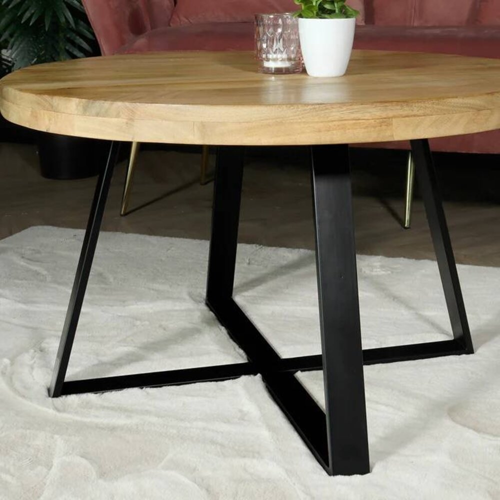 Salontafel rond mangohout Teun lichtbruin side table industrieel bijzettafel mango hout Salontafel rond mangohout Teun lichtbruin side table industrieel bijzettafel mango hout
