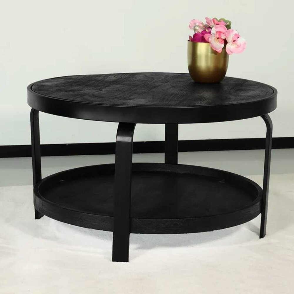 Salontafel rond mangohout Marian zwart side table industrieel bijzettafel mango hout Salontafel rond mangohout Marian zwart side table industrieel bijzettafel mango hout