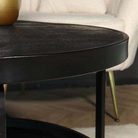 Lizzely Garden & Living Salontafel rond mangohout Marian zwart side table industrieel bijzettafel mango hout Lizzely Garden & Living Salontafel rond mangohout Marian zwart side table industrieel bijzettafel mango hout