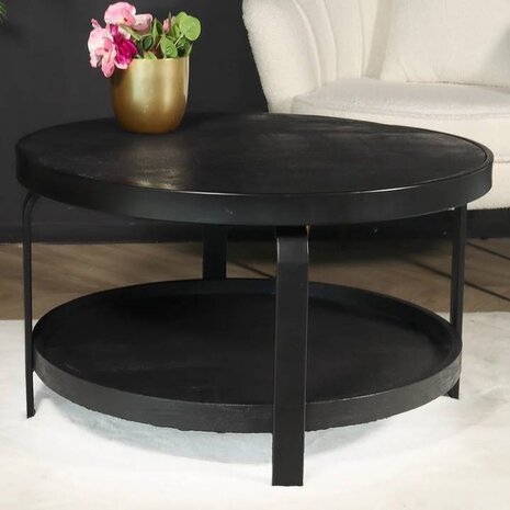 Lizzely Garden & Living Salontafel rond mangohout Marian zwart side table industrieel bijzettafel mango hout Lizzely Garden & Living Salontafel rond mangohout Marian zwart side table industrieel bijzettafel mango hout