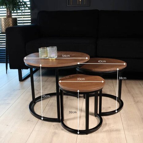 Lizzely Garden & Living Salontafel 3delig mangohout Jaell walnoot bruin industrieel duurzaam massief hout massief hout mango Lizzely Garden & Living Salontafel 3delig mangohout Jaell walnoot bruin industrieel duurzaam massief hout massief hout mango