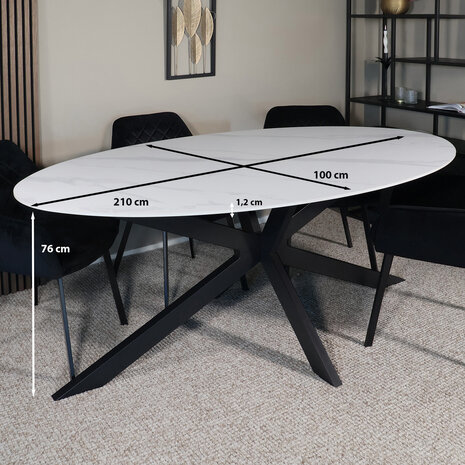 Lizzely Garden & Living Eettafel ovaal 210cm Figo marmerlook wit ovale tafel Lizzely Garden & Living Eettafel ovaal 210cm Figo marmerlook wit ovale tafel