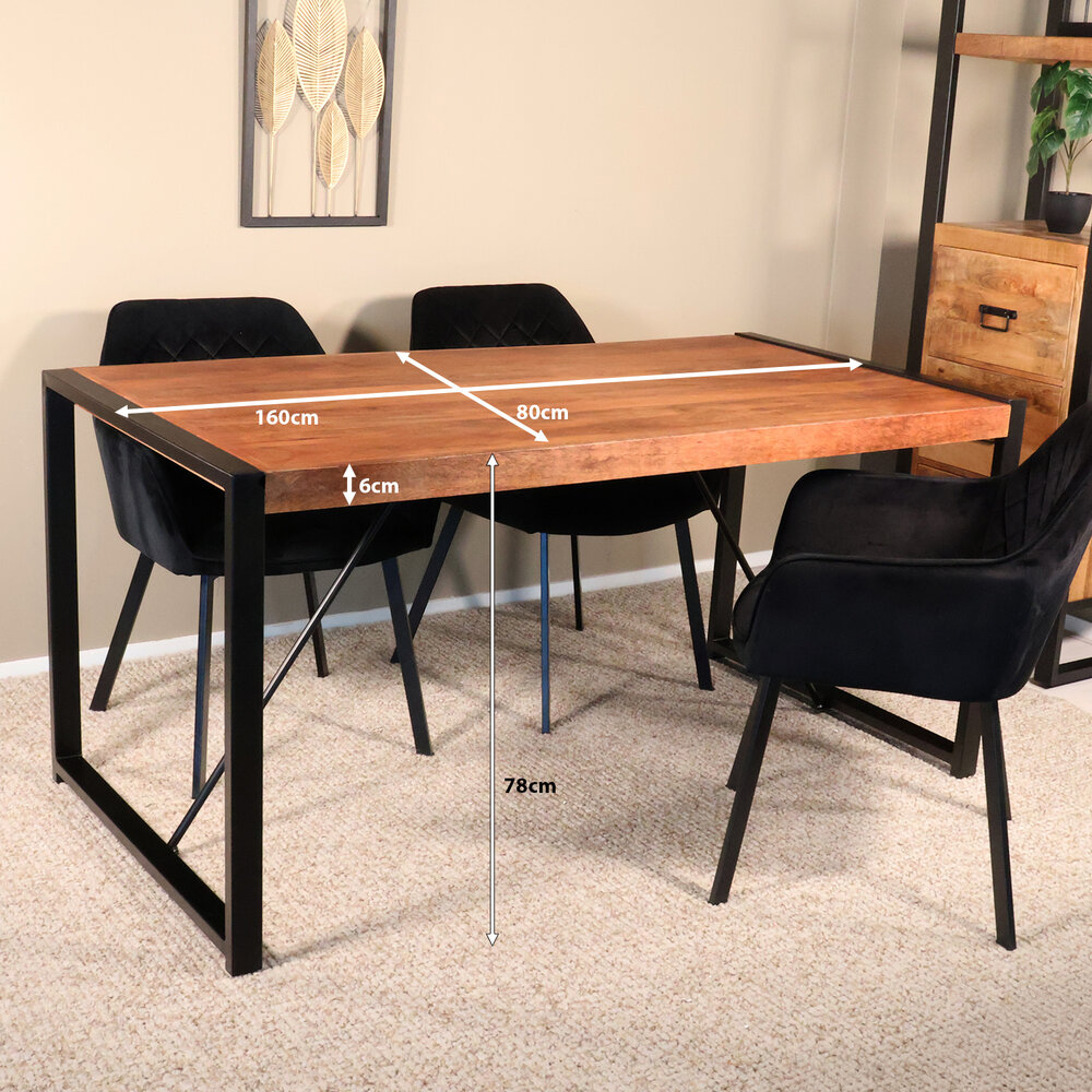 Eettafel Flora rechthoekig 160cm bruin mangohout