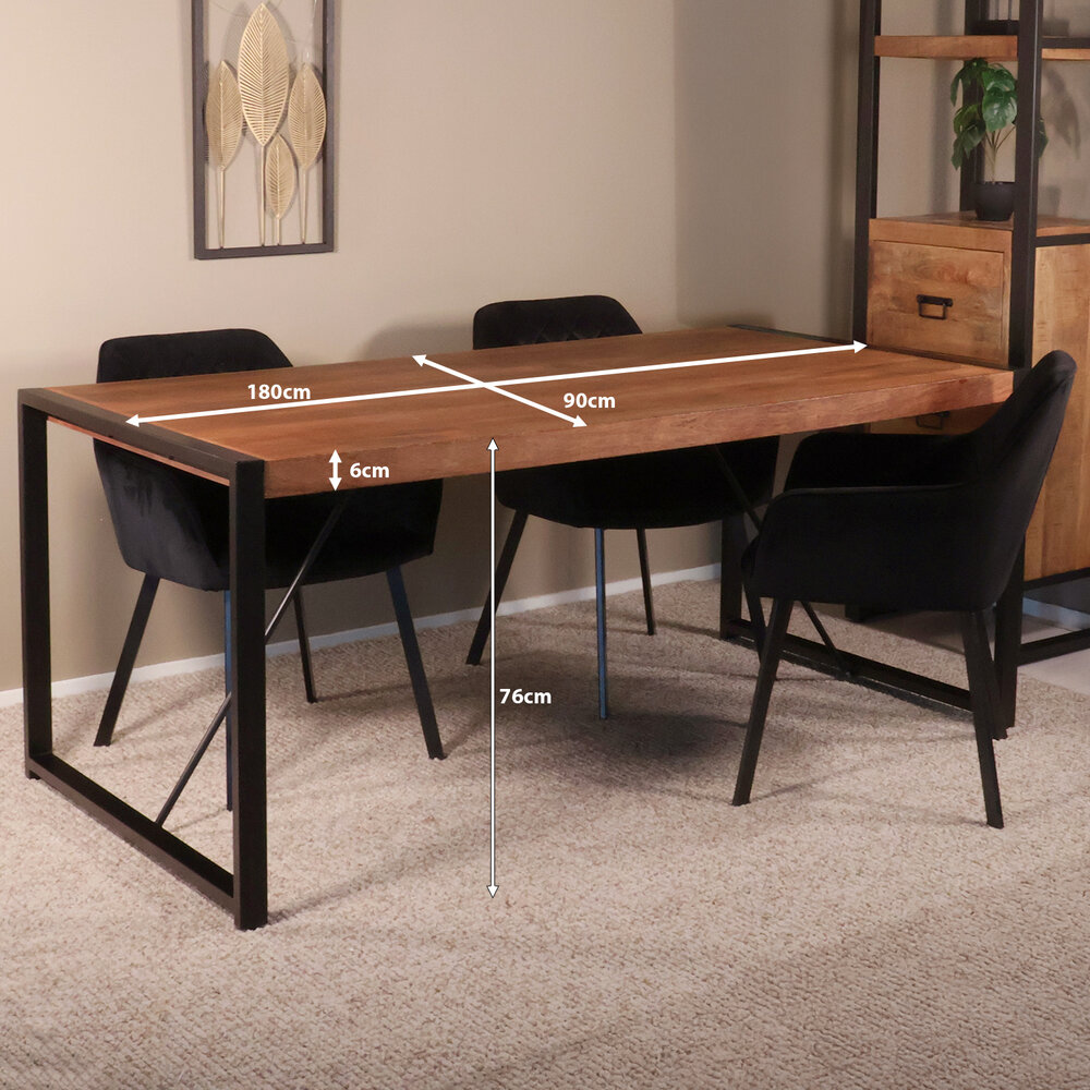 Eettafel Flora rechthoekig 180cm bruin mangohout Eettafel Flora rechthoekig 180cm bruin mangohout