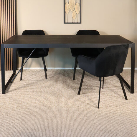 Lizzely Garden & Living Eettafel Flora rechthoekig 200cm zwart mangohout